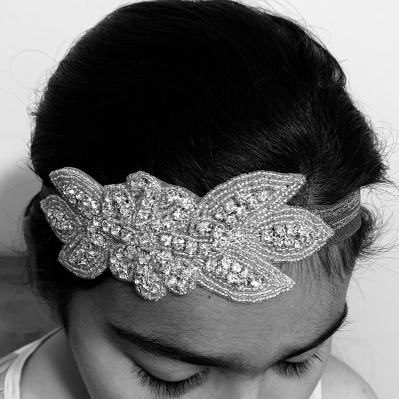 Rhinestone Bead Appliqué bling headband, New - Picture 5 of 5